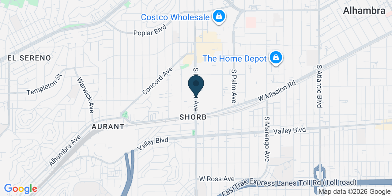 Map showing Alhambra, Los Angeles County, CA