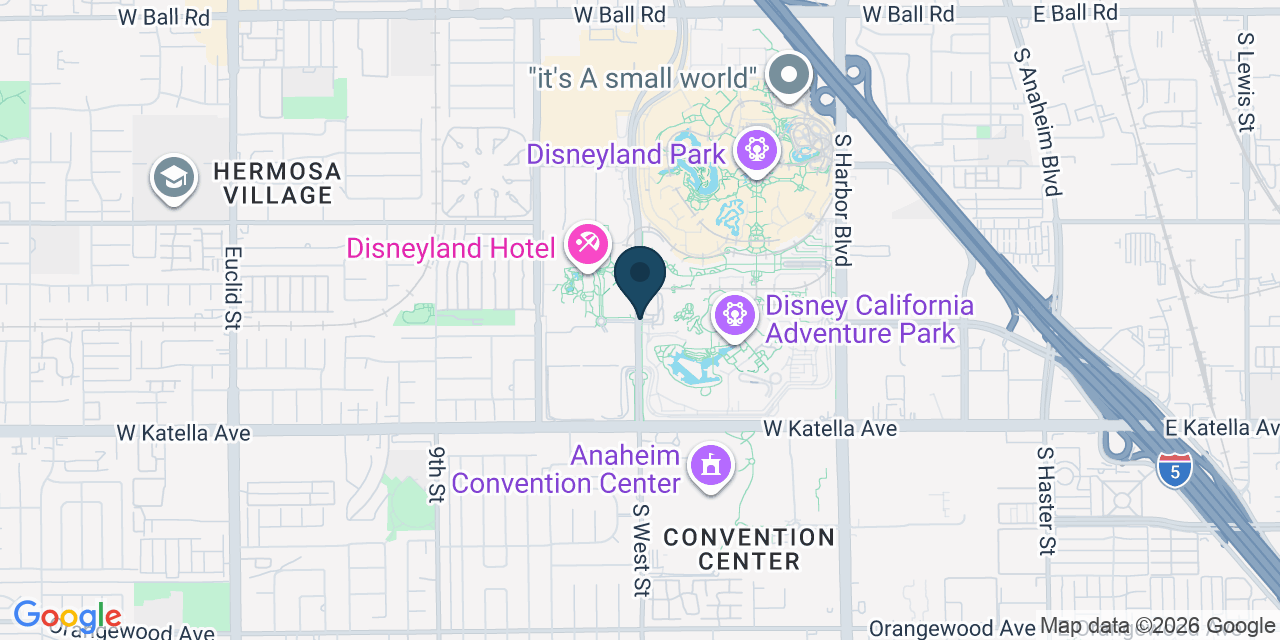 Map showing Anaheim, Orange County, CA