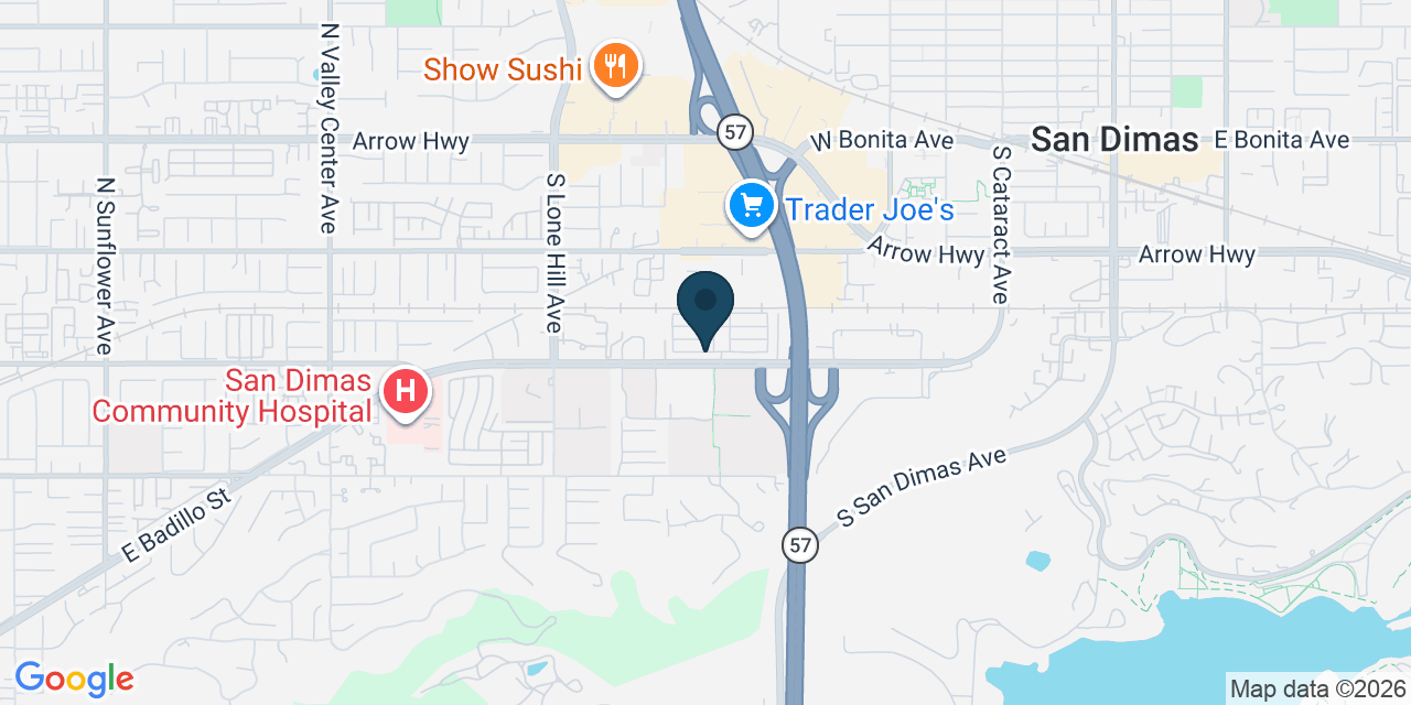 Map showing San Dimas, Los Angeles County, CA