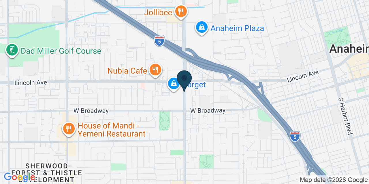Map showing Orange County, CA