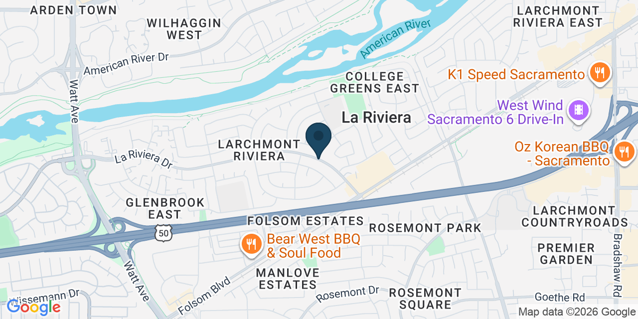 Map showing La Riviera, Sacramento County, CA