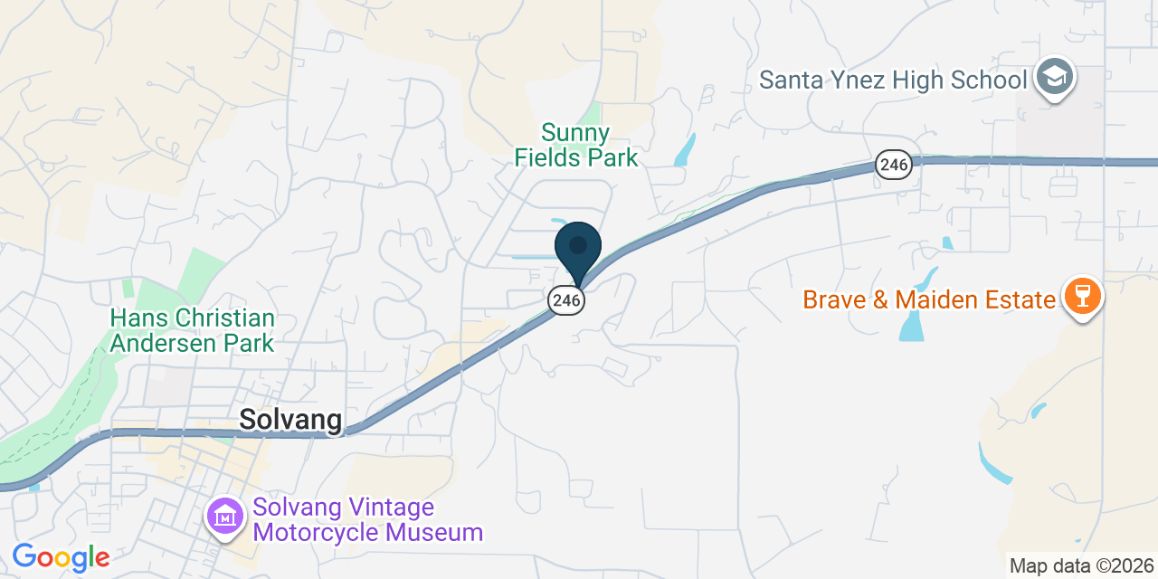 Map showing Solvang, Santa Barbara County, CA