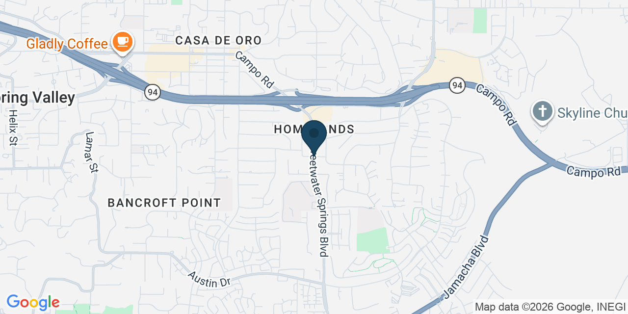 Map showing Spring Valley, San Diego County, CA