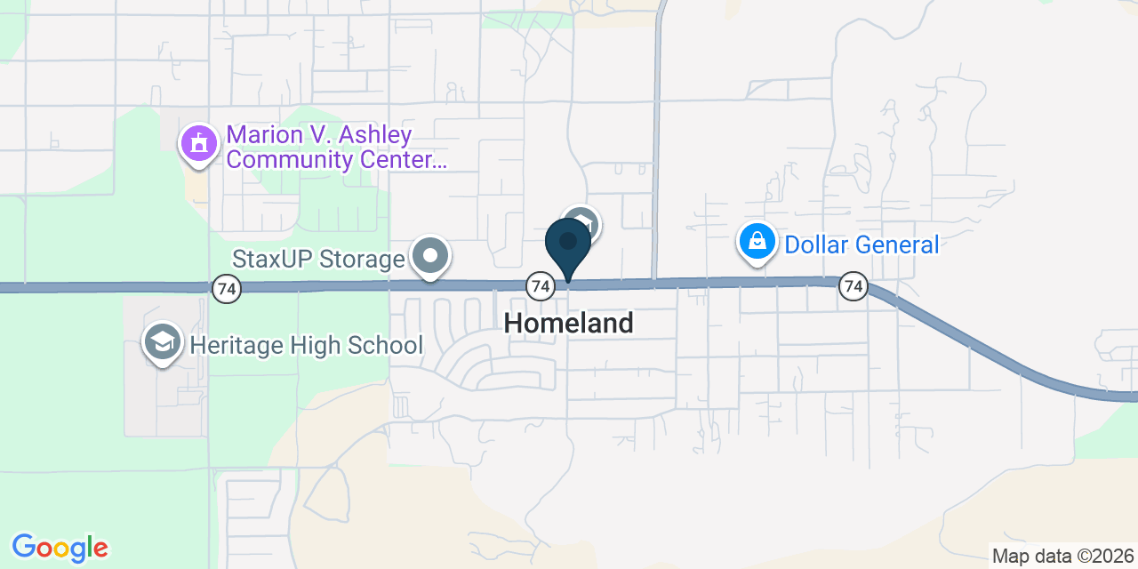 Map showing Homeland, Riverside County, CA