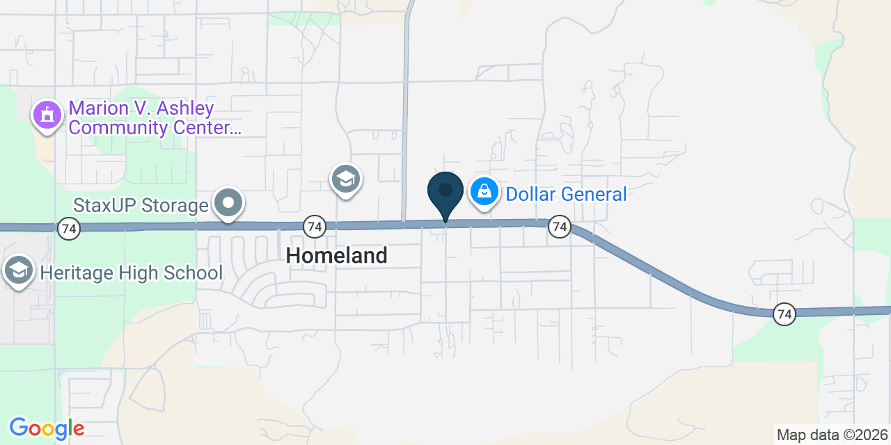 Map showing Homeland, Riverside County, CA