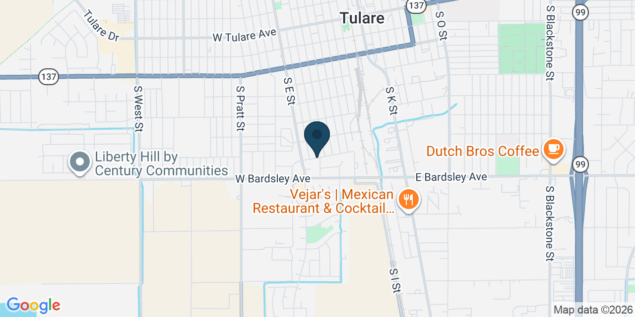 Map showing Tulare, Tulare County, CA