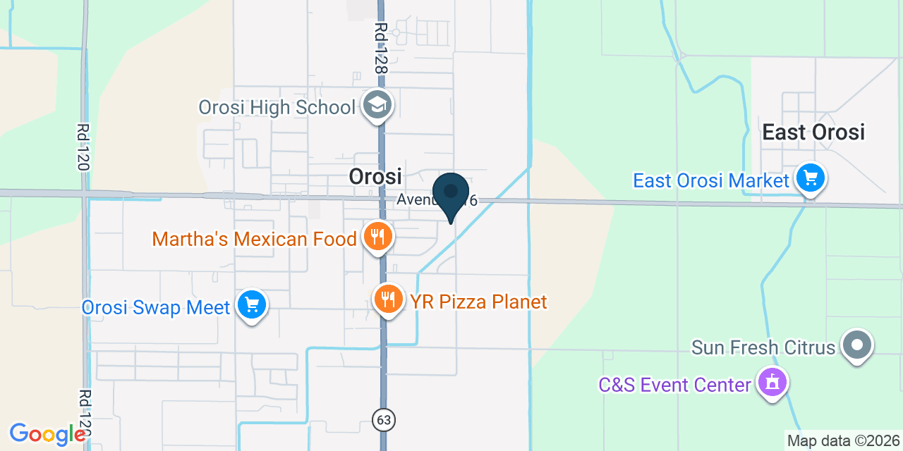 Map showing Orosi, Tulare County, CA