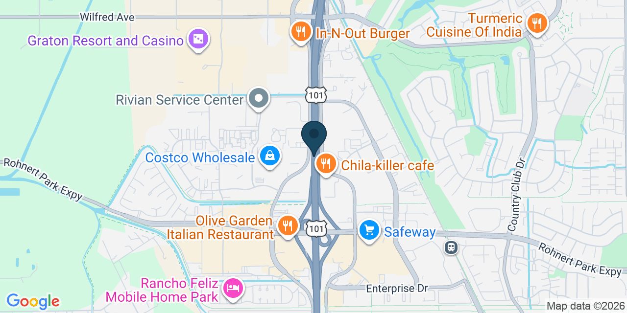 Map showing Rohnert Park, Sonoma County, CA