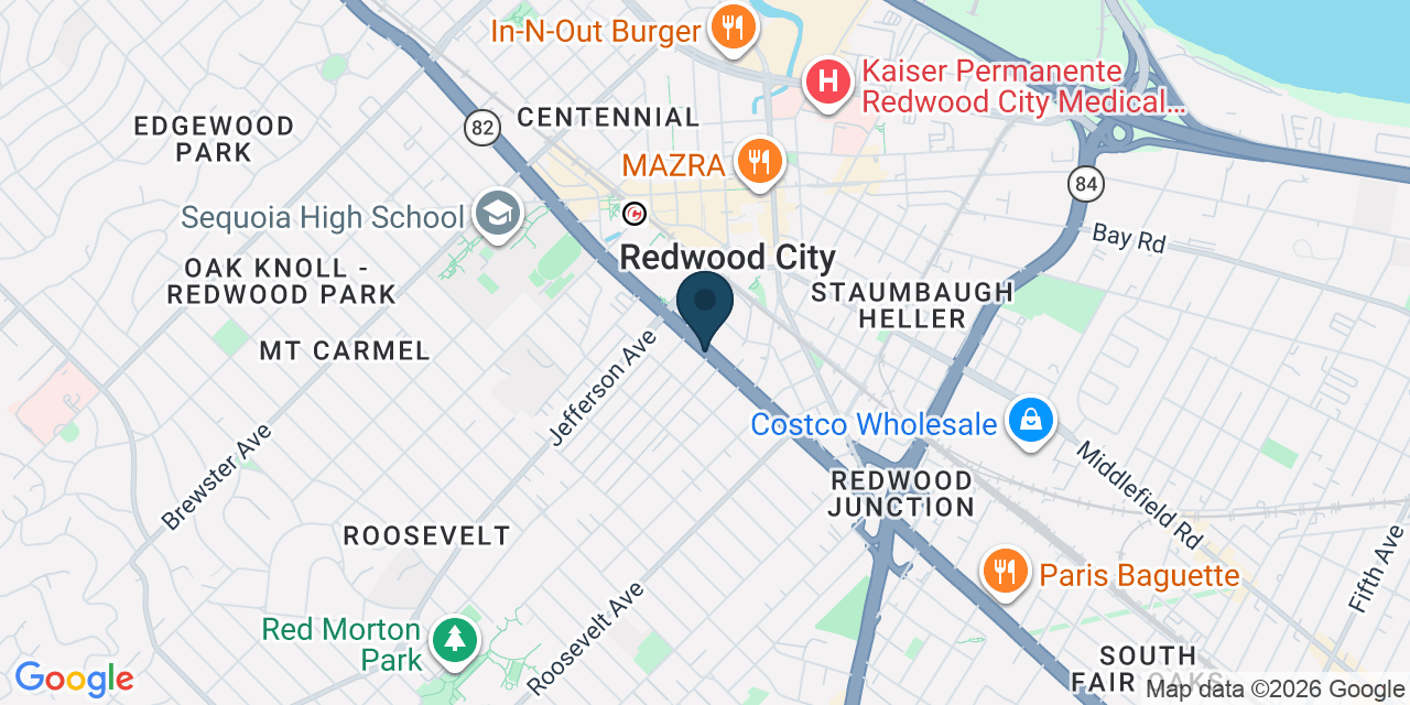 Map showing Redwood City, San Mateo County, CA