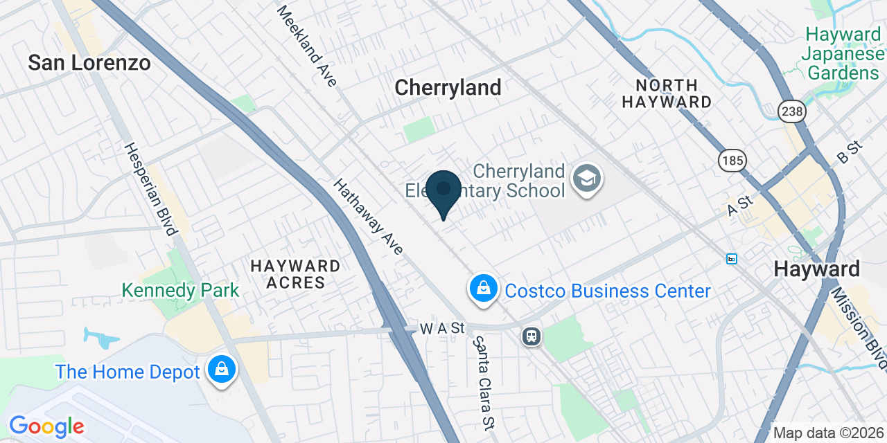 Map showing Hayward, Alameda County, CA