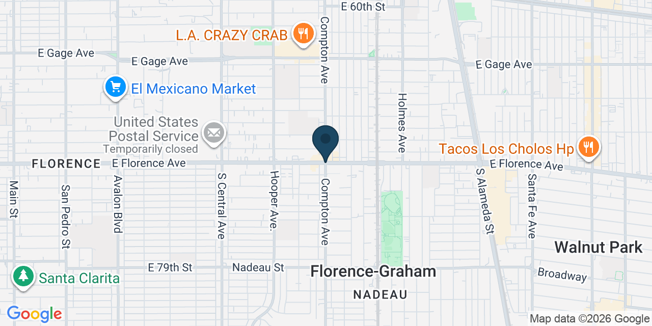 Map showing Florence-Graham, Los Angeles County, CA
