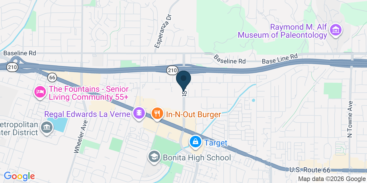 Map showing La Verne, Los Angeles County, CA