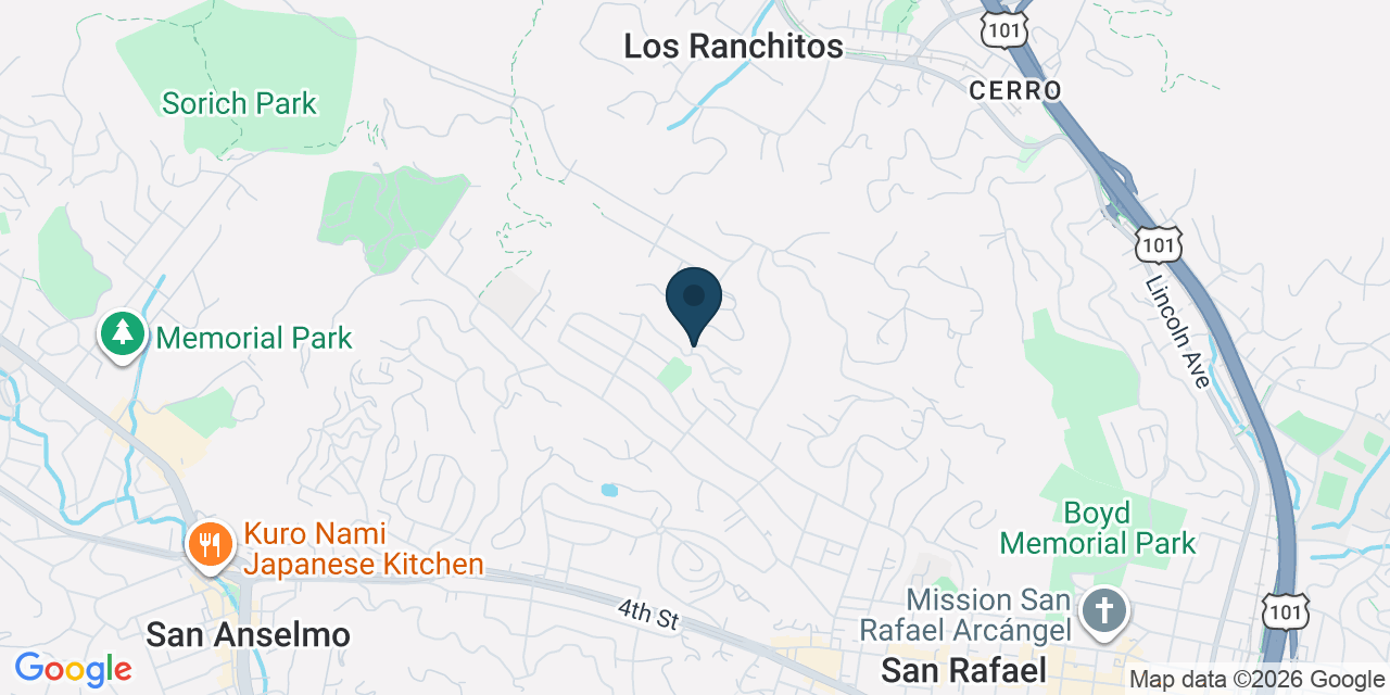 Map showing San Rafael, Marin County, CA