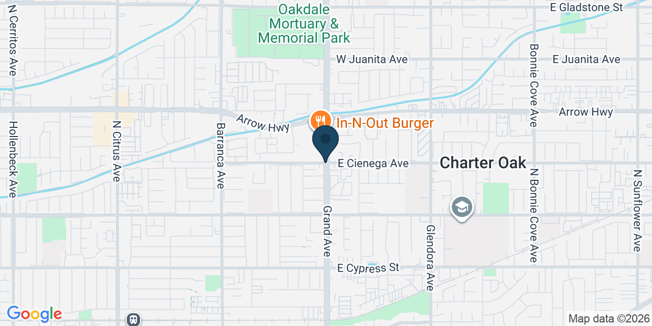Map showing Covina, Los Angeles County, CA