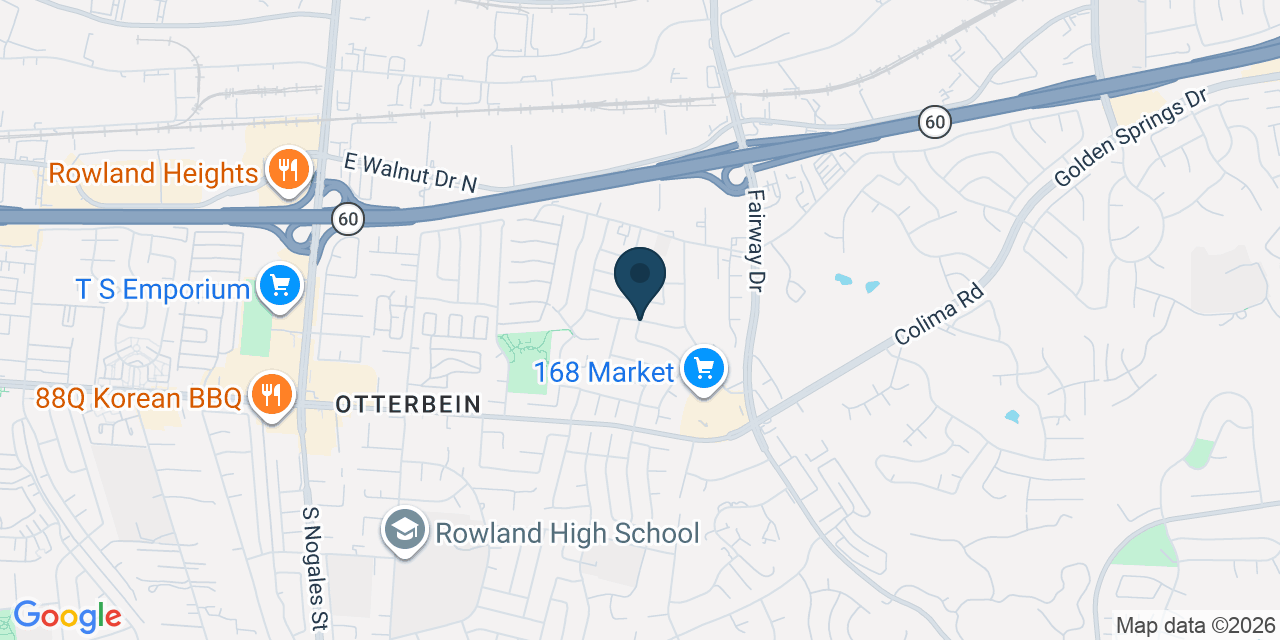 Map showing Rowland Heights, Los Angeles County, CA