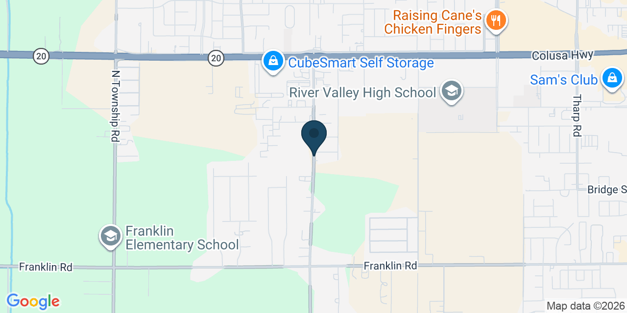 Map showing Yuba City, Sutter County, CA