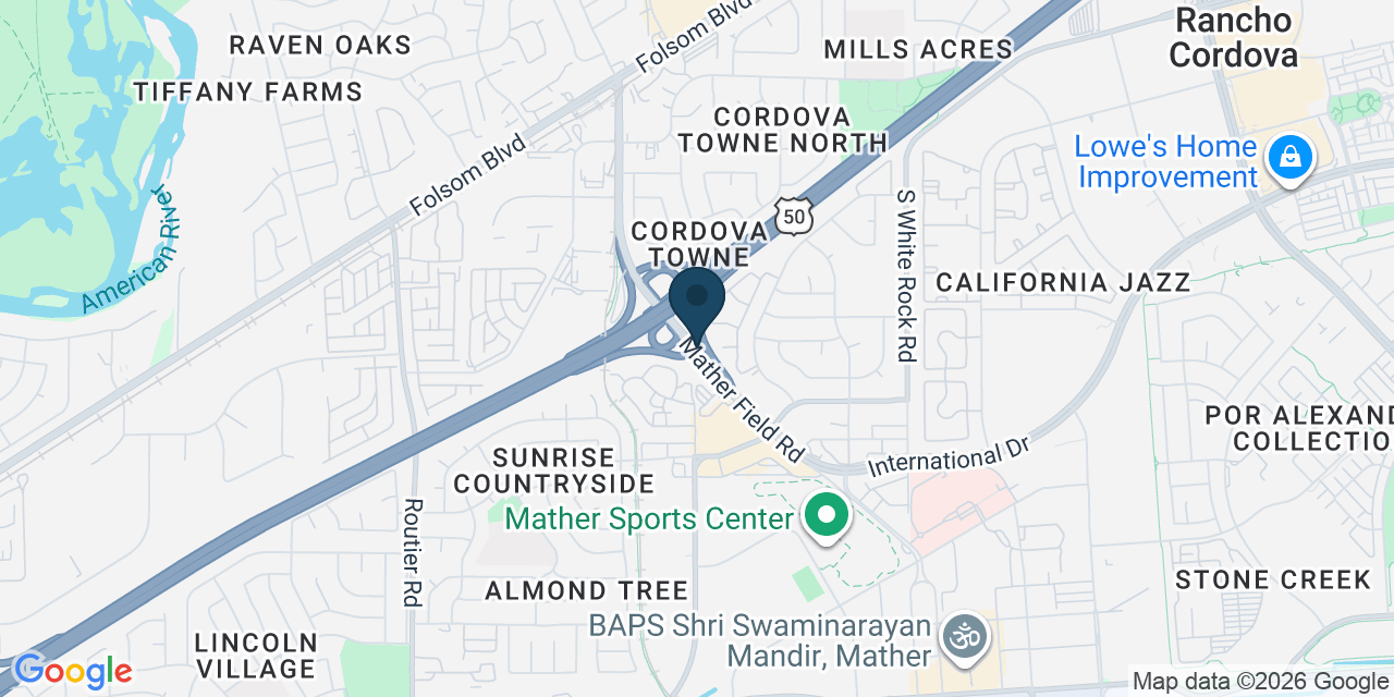 Map showing Rancho Cordova, Sacramento County, CA
