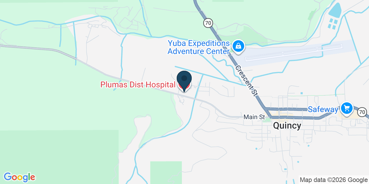 Map showing Quincy, Plumas County, CA