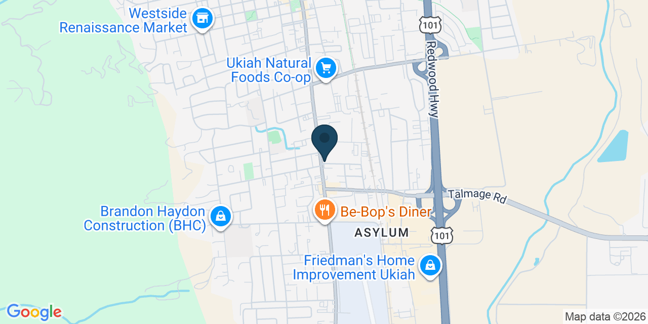 Map showing Ukiah, Mendocino County, CA