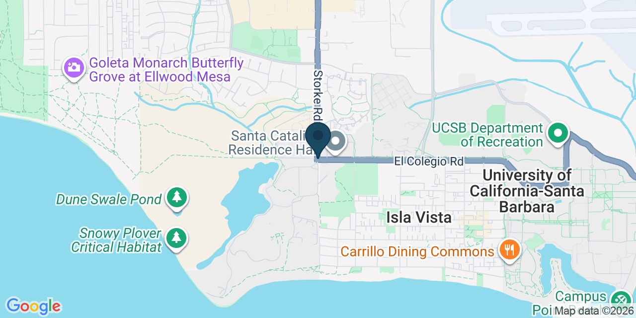 Map showing University of California-Santa Barbara, Santa Barbara County, CA