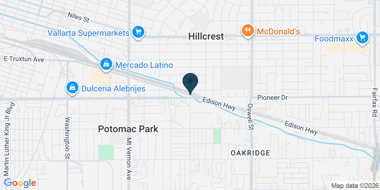 Map showing Potomac Park, Kern County, CA