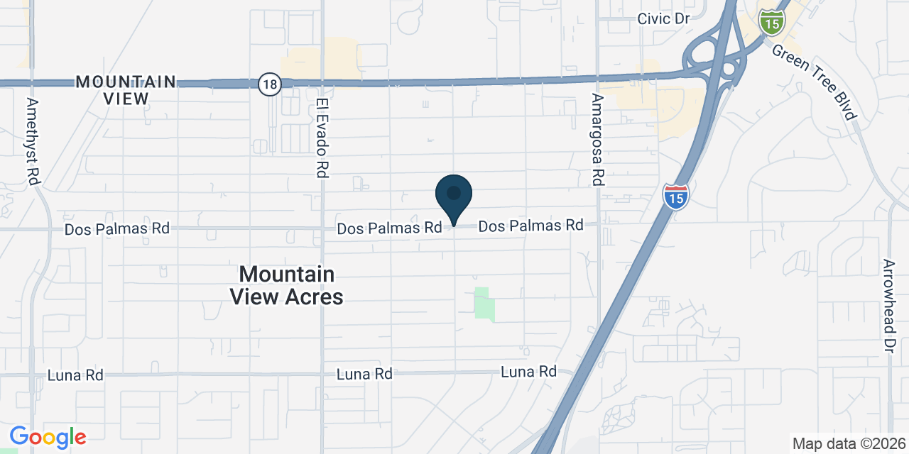 Map showing Mountain View Acres, San Bernardino County, CA