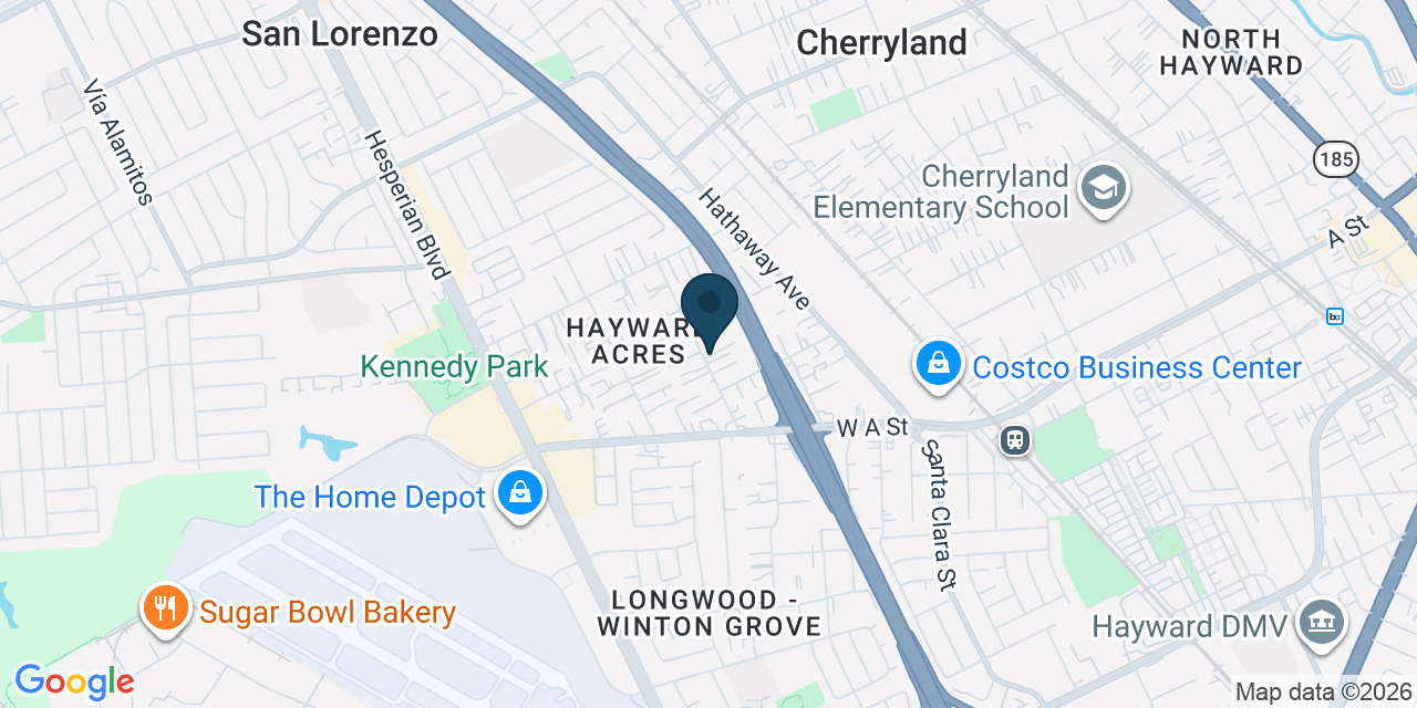 Map showing Hayward, Alameda County, CA