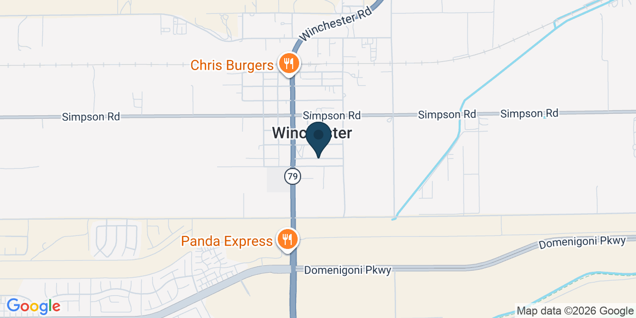 Map showing Winchester, Riverside County, CA