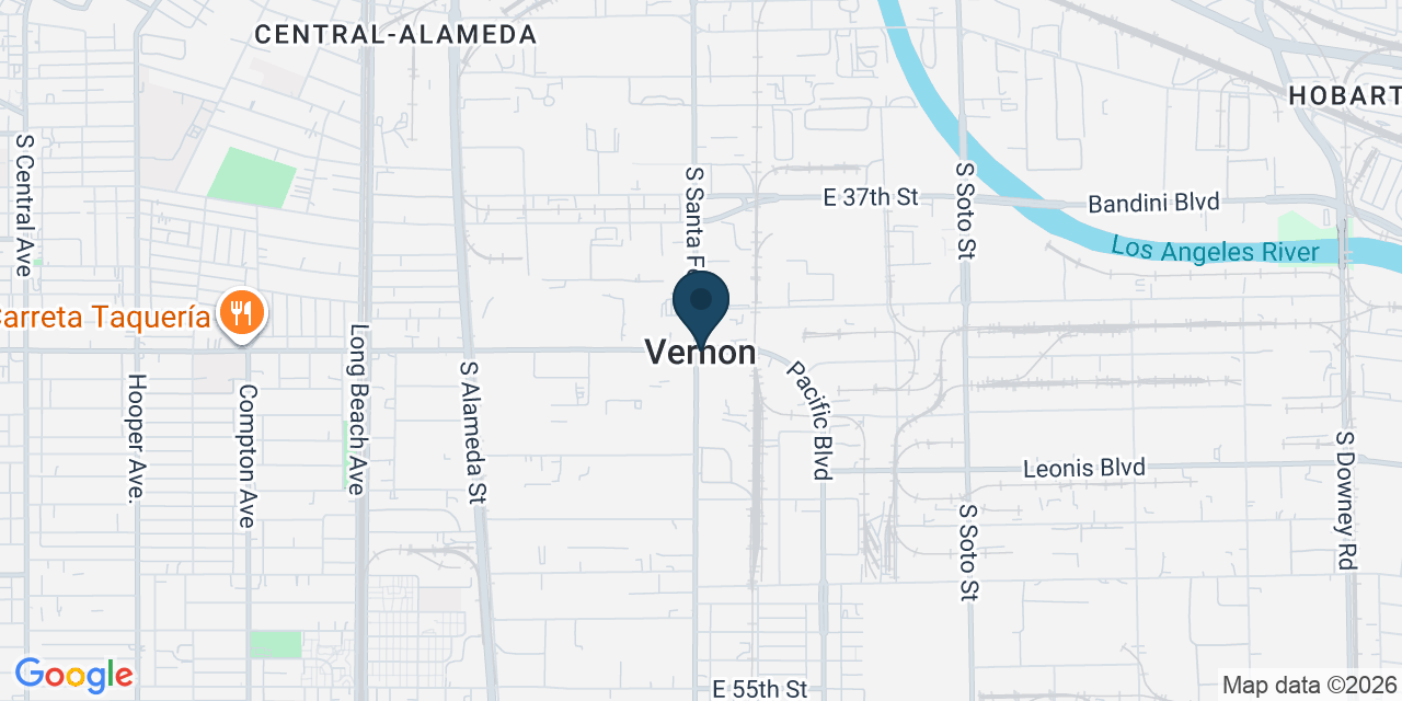 Map showing Vernon, Los Angeles County, CA