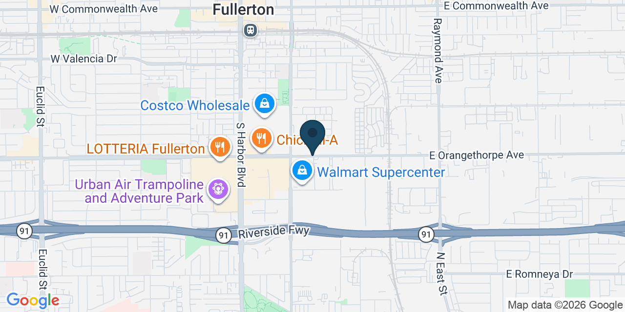 Map showing Orange County, CA