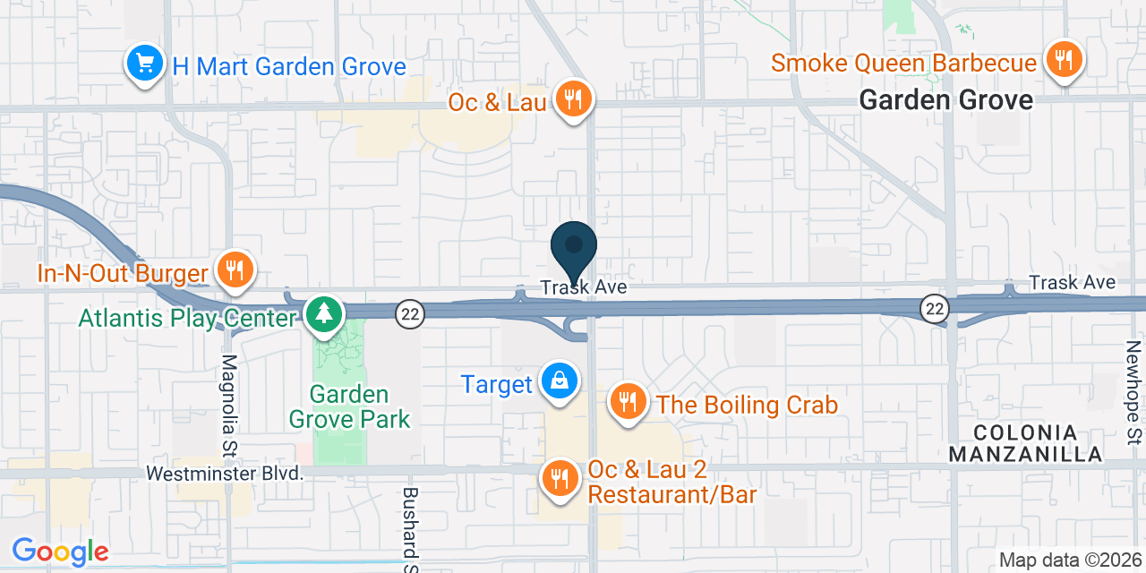 Map showing Orange County, CA