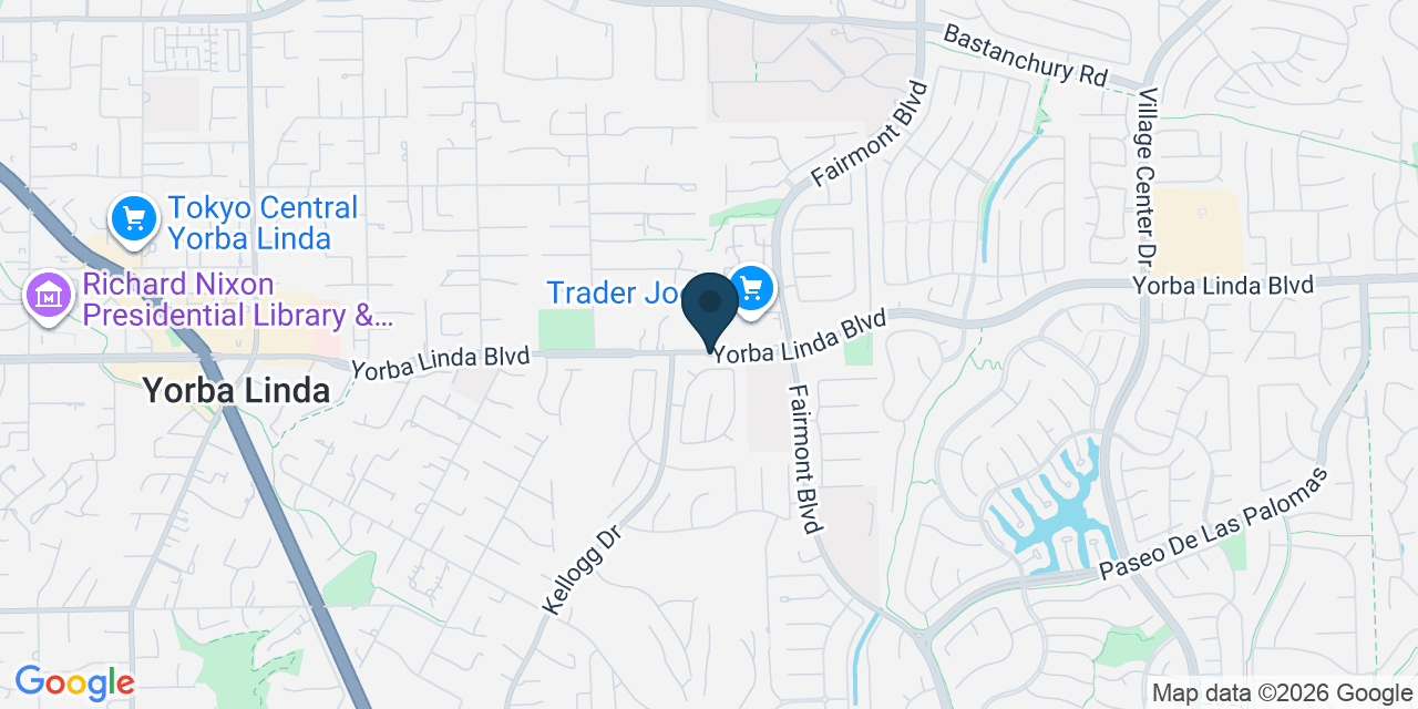 Map showing Yorba Linda, Orange County, CA