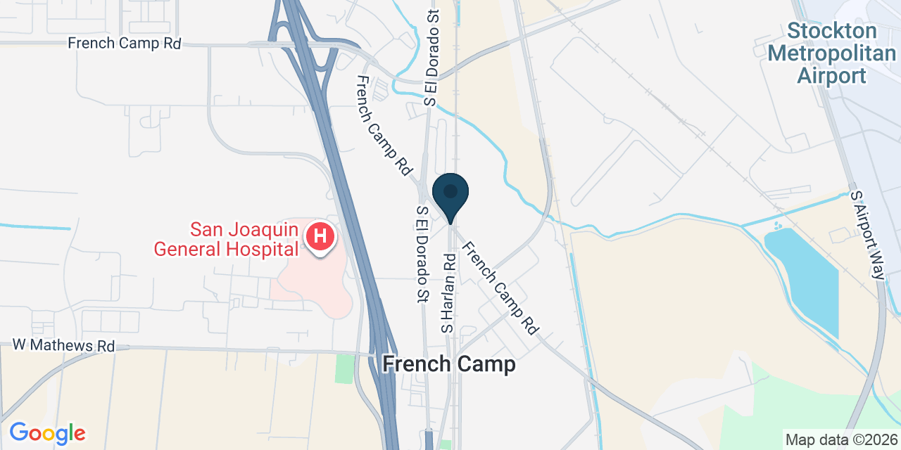 Map showing French Camp, San Joaquin County, CA
