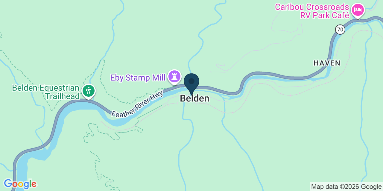 Map showing Belden, Plumas County, CA