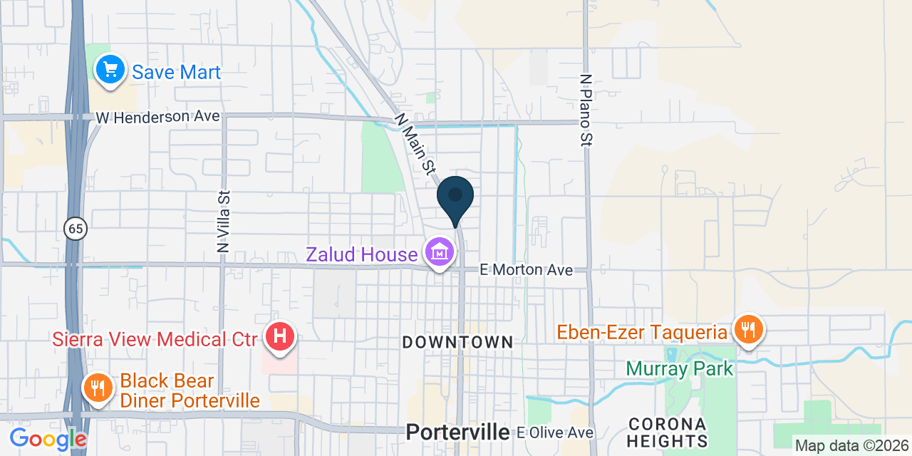 Map showing Porterville, Tulare County, CA