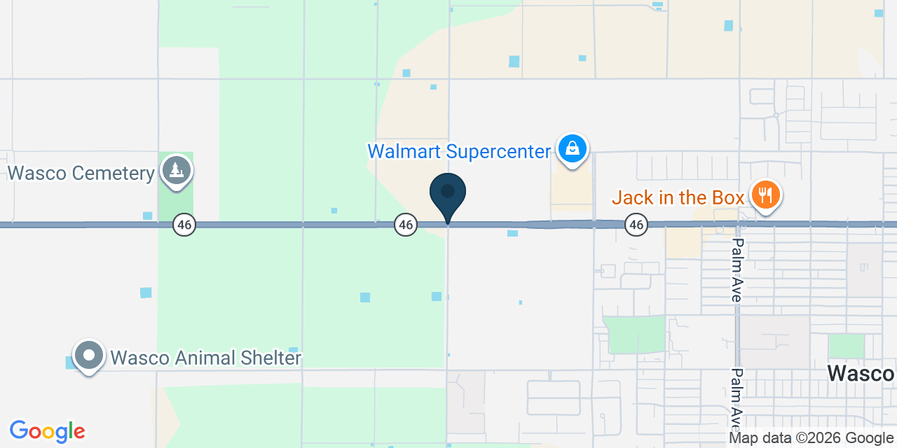 Map showing Wasco, Kern County, CA