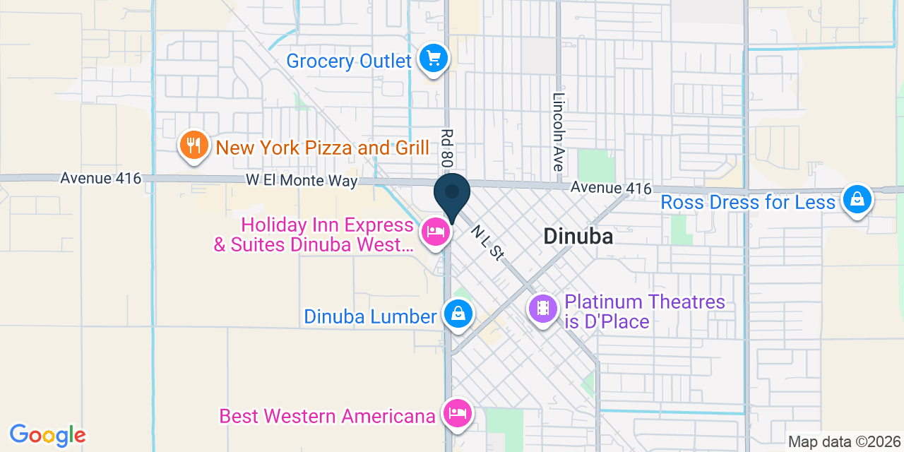 Map showing Dinuba, Tulare County, CA