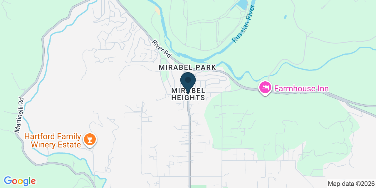 Map showing Forestville, Sonoma County, CA