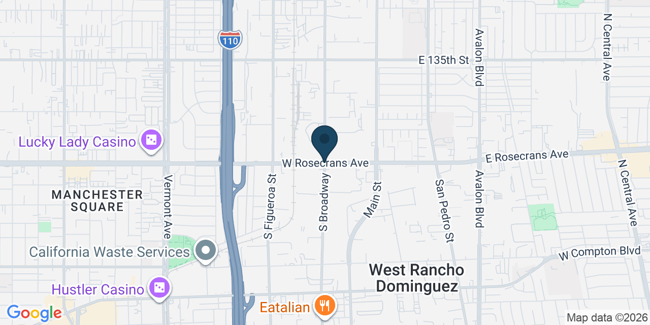 Map showing West Rancho Dominguez, Los Angeles County, CA