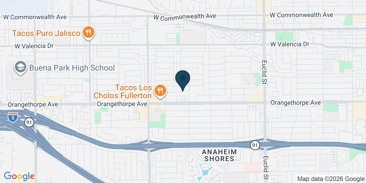 Map showing Fullerton, Orange County, CA