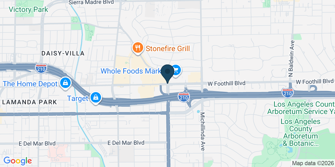Map showing Pasadena, Los Angeles County, CA