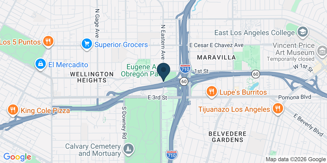 Map showing East Los Angeles, Los Angeles County, CA