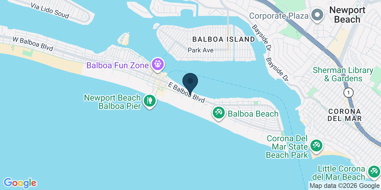 Map showing Newport Beach, Orange County, CA
