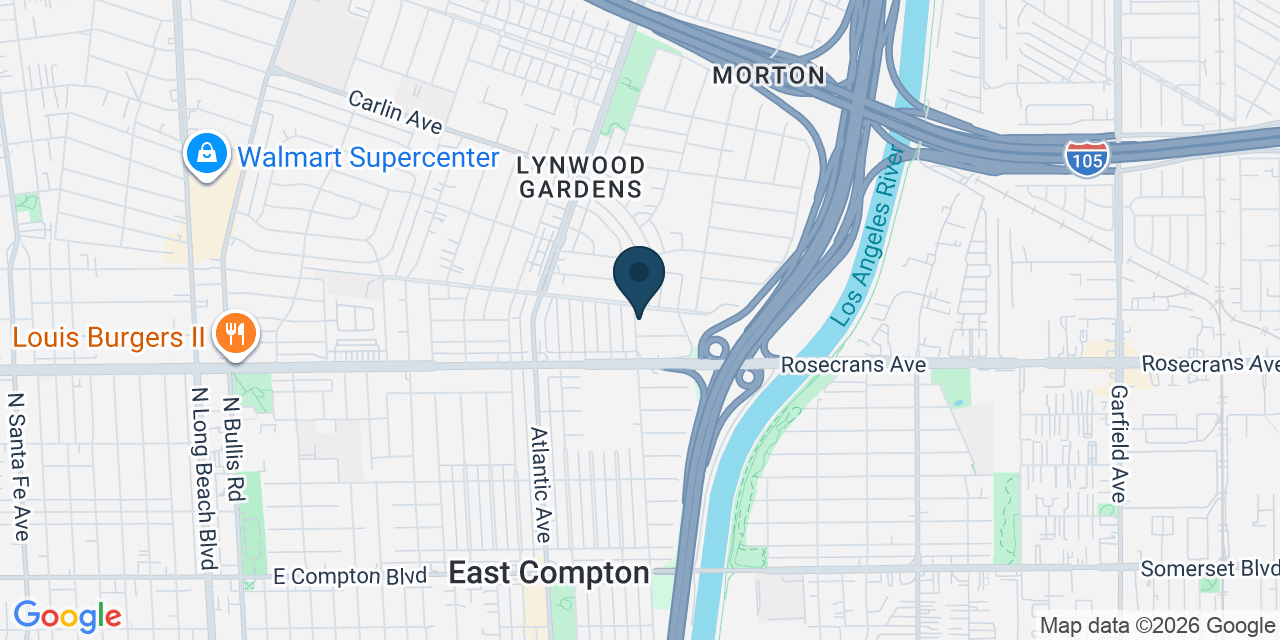 Map showing Compton, Los Angeles County, CA