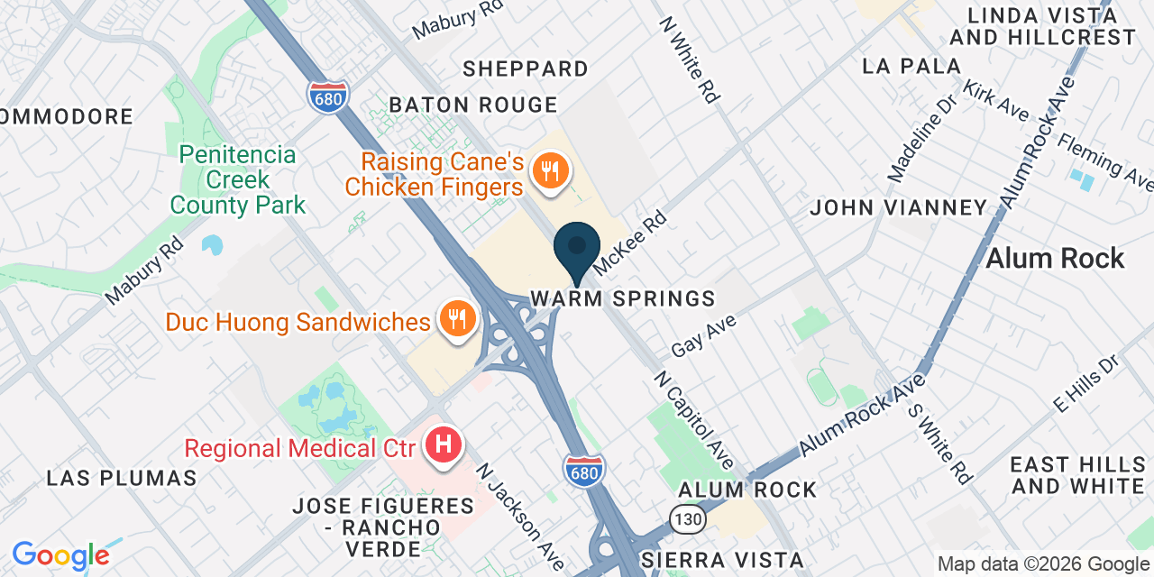 Map showing Alum Rock, Santa Clara County, CA