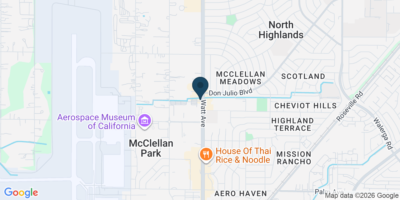 Map showing North Highlands, Sacramento County, CA