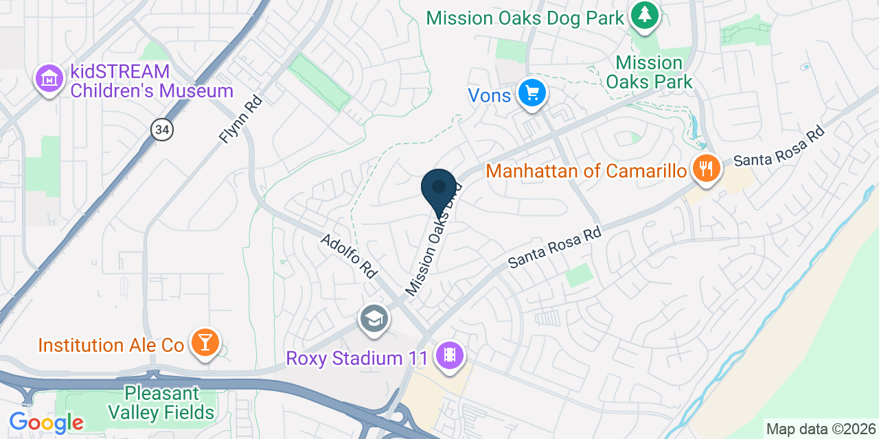 Map showing Camarillo, Ventura County, CA