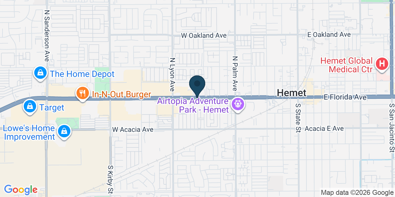 Map showing Hemet, Riverside County, CA