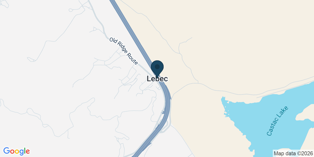 Map showing Lebec, Kern County, CA