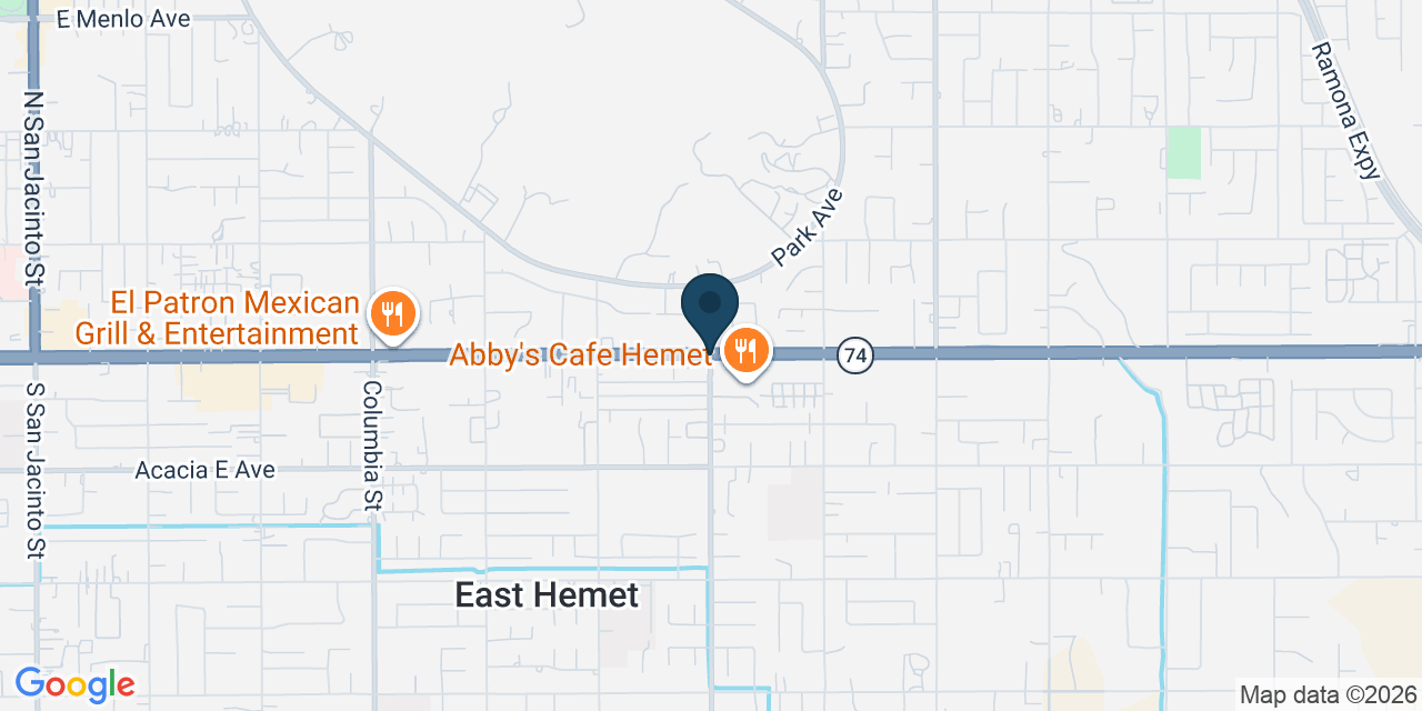 Map showing East Hemet, Riverside County, CA